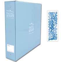메이커리 파스텔텔바인더 접착식 사진앨범 대형 1권 + 컨페티 스티커 1매, 블루 화이트 내지(50매)