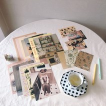 [비츨] 인테리어 빈티지 페이퍼 16종 세트 - 옐로우 촬영소품 카페 감성 엽서 일러스트 벽장식