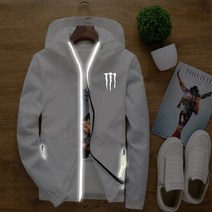 야마하바람막이 혼다 바람막이 오토바이 바이크 자켓 후드집업 빅사이즈 빛반사, 화이트 가와사키