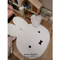 계묘년 귀여운 부드러운 토끼 미피 강아지 얼굴 모양 매트 발 패드 미끄럼방지 러그, 미피 매트, 약 100 x135cm, 1개