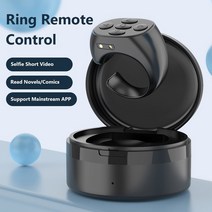 페이지터너 악보보면대 책넘기는기계 악보대 보면대 tik-tok 블루투스 버튼 용 fingertip remote control ring 휴대용 휴대 전화 셀카 타이머 페이지 터너, 블랙 02