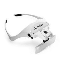 Gorelax 돋보기 확대경 독서용 작업용 안경 5종렌즈세트 헤어밴드 LED라이트 기능, 1세트