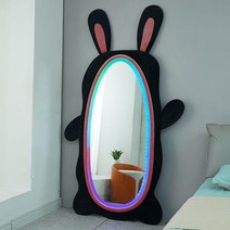매직 토끼 LED 원격 조명전신거울 예쁜전신거울 포토존 대형 스피커 스탠드 공주 이케아 전신거울 와이드 벨벳, 블루 120x200