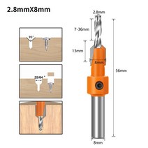 목공 스텝 드릴 카운터 싱크 라우터 비트 세트 8/10mm 생크 HSS 나사 추출기 목재 밀링 커터용 Remon 철거, [01] 2.8mmX8mm