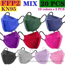 80 색상 FFP2 마스크 CE KN95 블랙 마스카라 승인 위생 보호 물고기 얼굴 FPP2 필터 호흡기, 94 10Style 20피스