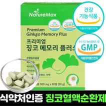 징코 혈액순환제 식약처인증 혈액순환개선제 은행잎 추출물 플러스 혈행개선 고함량 정제 캡슐 알약 추천 효능, 60정, 2통