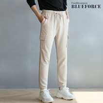 블루포스 로발디 카고 포켓 팬츠 베이직 스트레이트핏 밴딩 스판 남자면바지