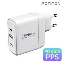 엑티몬 PD 45W+USB 2A 가정용 PPS 초고속 충전기(MON-TC1-PD45W) 케이블 미포함