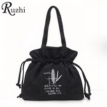 에코백 빈티지 양동이 가방, Black