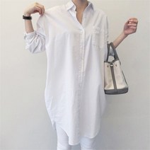 오노마 오노마 ONM 2컬러 무지 뒤트임 기본 베이직 여성 롱셔츠 (9015183)