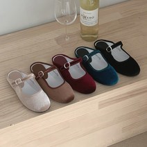 벨벳 메리제인 블로퍼 뮬 - 빅토리아 락피쉬 봄 슬리퍼 플랫 단화 2cm