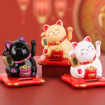 osshop 마네키네코 손흔드는고양이 카페 인테리어 소품 미니어처 장식 집들이 개업 선물, 마네키네코 손흔드는고양이 - 블랙