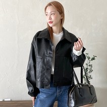 크랙 카라 포켓 레더 자켓
