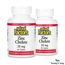 Natural Factors Zinc Chelate 네추럴팩터스 아연 킬레이트 25 mg 90정 2개