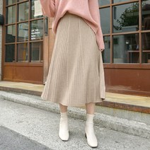데일리앤 그루비니트 플리츠 롱 골지 스커트