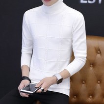 가바바 남성 긴팔티 체크 니트 목폴라 터틀넥 G4429