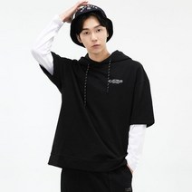 체이스플러스 공용오버핏 라벨포인트 후드반팔티셔츠 커플룩 90 110사이즈 -AEZU5802A