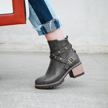 도오빠 CAR 여성 가죽 앵클 부츠 힐 메리제인 숏 부티 6CM 하이힐 키높이 여자부츠