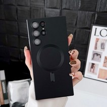 마그네틱 소프트 케이스 맥세이프 무선 충전 지문 방지 메탈릭 페인트 삼성 갤럭시 S21 S22 s23 울트라 플러스용, Samsung S23 3, Black
