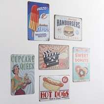 네이처데코 복고풍 인테리어 철판 그림 액자 2P SET (6type), 햄버거