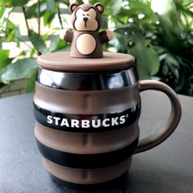 STARBUCKS 스타벅스 캐릭터 실리콘 컵 커버 블렌더 스틱 머그잔 14 온스, 기본