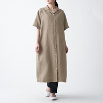 무인양품 MUJI 여성 프렌치 리넨 오픈칼라 원피스 BCL08A1S