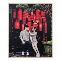 원목 무광 액자 사진 일체형 벽걸이 전용 라미네이팅 코팅 인화 출력 웨딩 결혼 가족, 직사각형 50x70cm