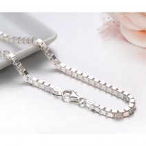 35cm-80cm 3mm 리얼 솔리드 퓨어 925 스털링 실버 박스 체인 목걸이 여성 남성 쥬얼리 콜리어 오프 화이트 Ketting