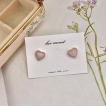 하트컷팅 원석 귀걸이 4color 천연 러블리 은침 문스톤 이어링
