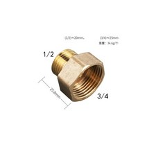 황동 18 14 38 12 34 암-수 나사산 육각 부싱 감속기 구리 파이프 피팅 수성 가스 어댑터 커플러 커넥터, 04-06
