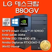 LG전자 데스크탑 10세대 B80GV-AROI9STTXRT26+WIN10/i9-10900/64GB/SSD1TB+4TB/RTX2060-S/WIN10