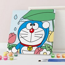 1300K DIY캔버스형 도라에몽 그림그리기 25x25cm 비오는날, 단품