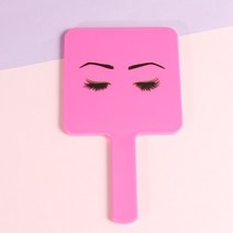 RISI-사랑스러운 개인 로고 속눈썹 연장 핸드 헬드 메이크업 거울 손잡이가 있는 패션, [04] Pink 2pcs