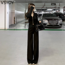 vsyoy 유럽 역 스포츠 정장 여성 봄과 가을 2022 새로운 패션 외국 스타일 고급 프라이드 스트리트 웨어 레저 투피스 세트