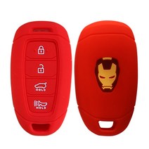 카포카 현대 코나 코나EV 코나하이브리드 더뉴코나 (2017~2021년형) ( 신형4버튼 실리콘 스마트키케이스 키홀더 (아이언맨 에디션), 실리콘케이스Type 2_레드