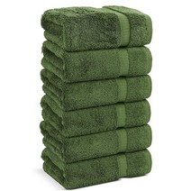 Chakir Turkish Linens 터키산 면 럭셔리 호텔 및 스파용 목욕 타월 핸드 타월 - 6개 세트 네이비 블루, Moss_Set of 8 - Towel Set