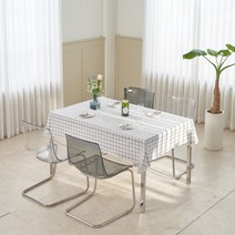 별빛감성 린넨 코팅 및 방수 테이블보 식탁보, PVC격자화이트, 8인(138x220cm)