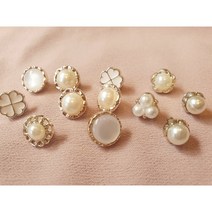 의류 부자재 블라우스 꽃잎 진주 단추 보석 눈알 미니 수선 셔츠 옷만들기 장식 13mm 10mm 12mm, 로즈골드