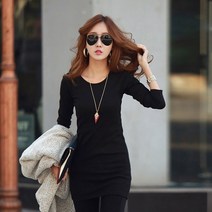 롱원피스 여자 데일리 라인 예쁜 면 베이직 심플 미니 원피스