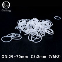 흰색 고무 실리콘 링 VMQ O 씰 2mm 두께 OD29 30 31 32 34 35 36 38/40 ~ 70mm, 36x32x2mm