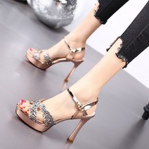 가보시 하이힐 킬힐 통굽 에나멜 호피 스트랩 작은발 촬영 슈즈 키높이