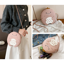 NICKKIM 닉킴 (동영상제공) 가죽 가방만들기 DIY 가방 만들기 세트 캐릭터 공룡 꿀꿀이 곰돌이 미니 크로스백 가죽공예 키트 손바느질, DIY 공룡(핑크)
