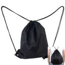 블랙 스트링백팩 주머니백팩 백 파우치