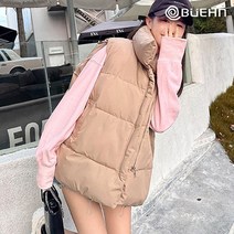비욘 여성 오버핏 패딩조끼/ 푹신한 볼륨감 포근한 하이넥 집업 패딩 베스트 빅사이즈/ 3color