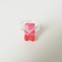 글루링 접착제링 라스트 레이디 새로운 패션 캔디 색상 여성 반지 투명 수지 귀여운 곰 창의력 보석 파티, 21 JH0544