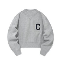 COVERNAT 우먼 크롭 C 로고 모크넥 맨투맨 멜란지 그레이