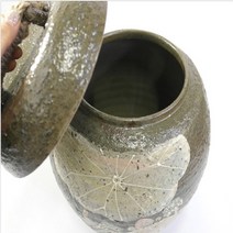 무광 수작업 쌀독 쌀통 쌀항아리 도자기 보관통 쌀 보관 항아리 단지 보관함, 연꽃