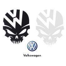 폭스바겐 해골 스티커 티구안 cc 골프 파사티 폭스바겐악세사리 몰딩 데칼 엠블럼, (01)BLACK