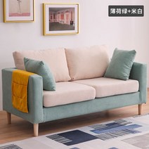 북유럽 심플패브릭소파 거실 옷가게 더블 룸 작은 집 3인 소파베드, 더블 1.23m (배송 + 탈착식 및 세척 가능 + 베, 민트 그린 베이지