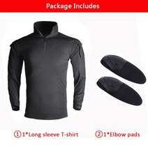 목수작업복 서바이벌 게임 페인트볼 작업복 군사 전투 유니폼 패드 포함 멀티 포켓 전술 카모 셔츠 육군 운동복 사냥 슈트, S-45-55kg+black shirt